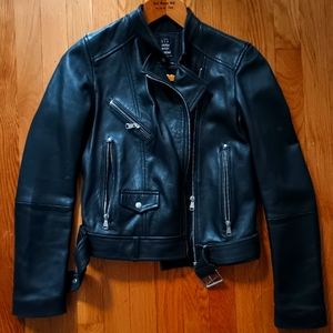 Zara black real leather jacket
